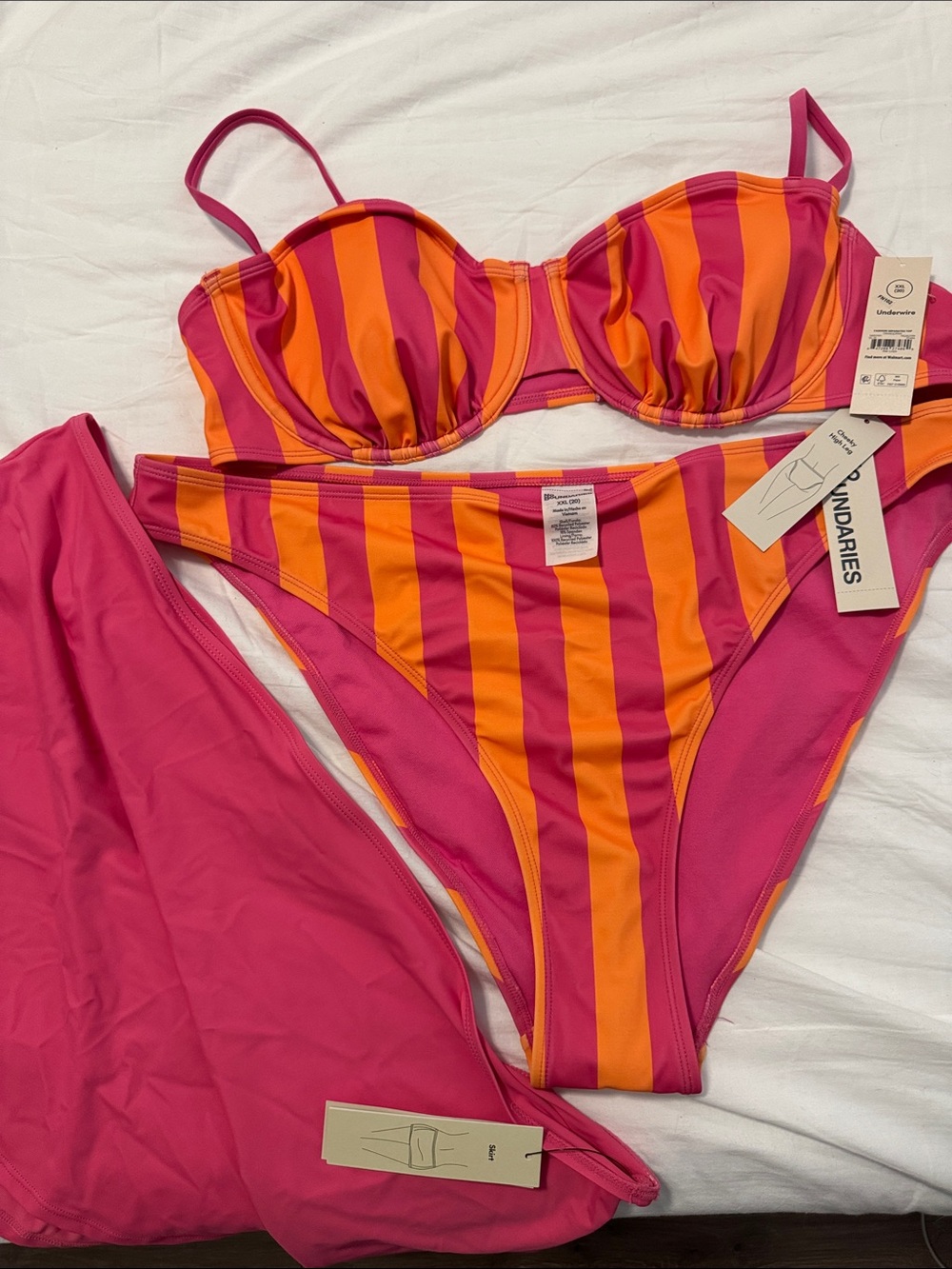No Boundaries Striped Pink & Orange Bikini Set | New, Never Worn, Size XXL (20)